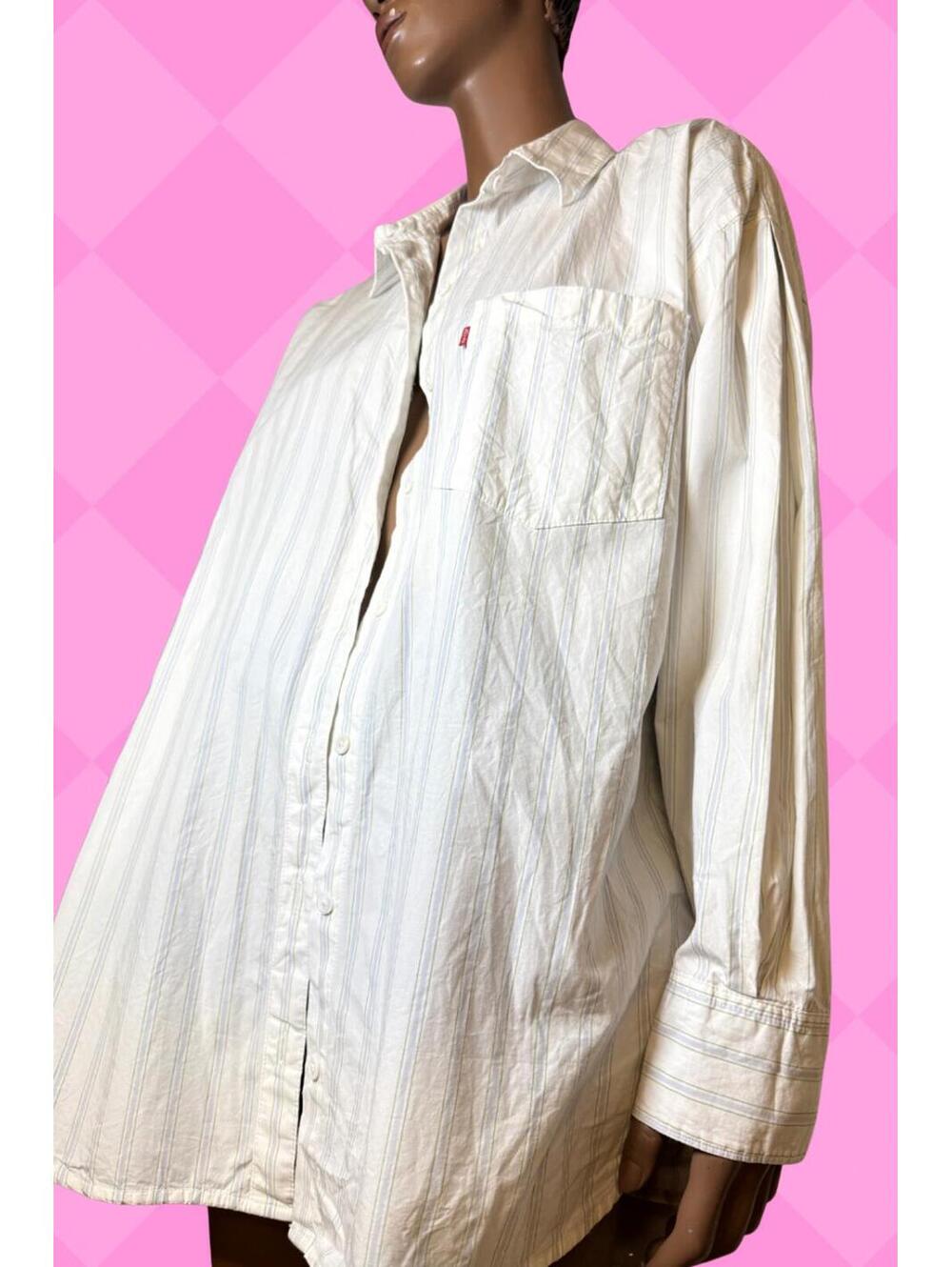 Levi's button-up shirt  vertical pinstripe pattern pastel boyfriend fit  L